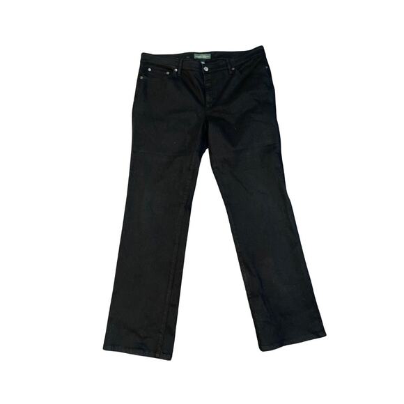 LRL Lauren Jeans Black High Rise Straight Leg Plus Size 16 Classic Denim - Picture 1 of 4